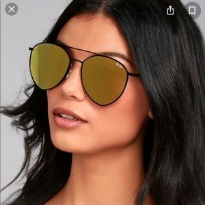 QUAY mirrored yellow/black Indio aviator sunglasses.